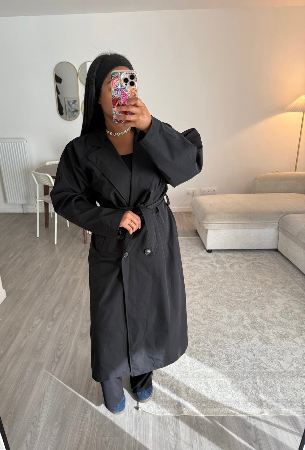 Trench manches ballon noir