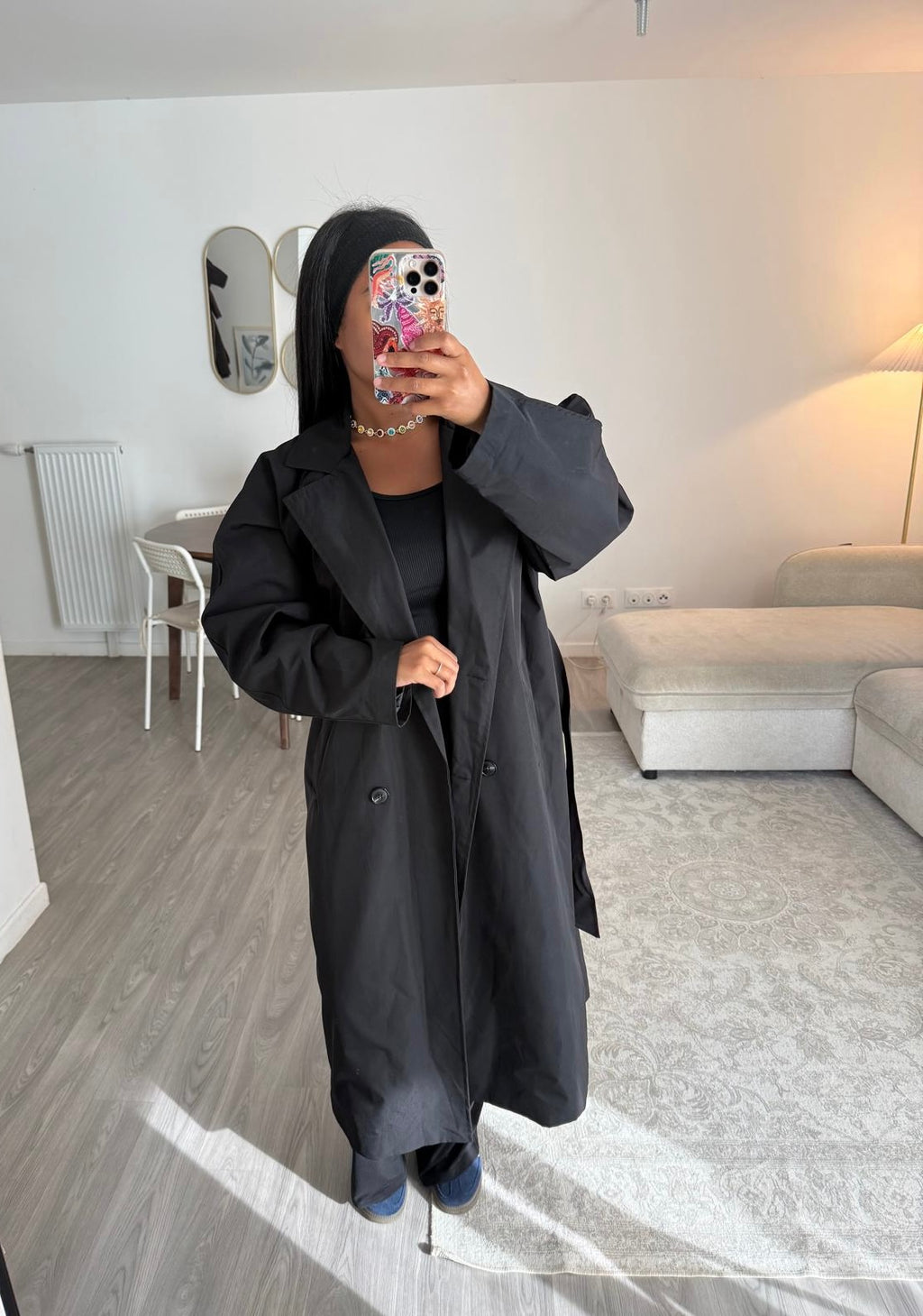 Trench manches ballon noir