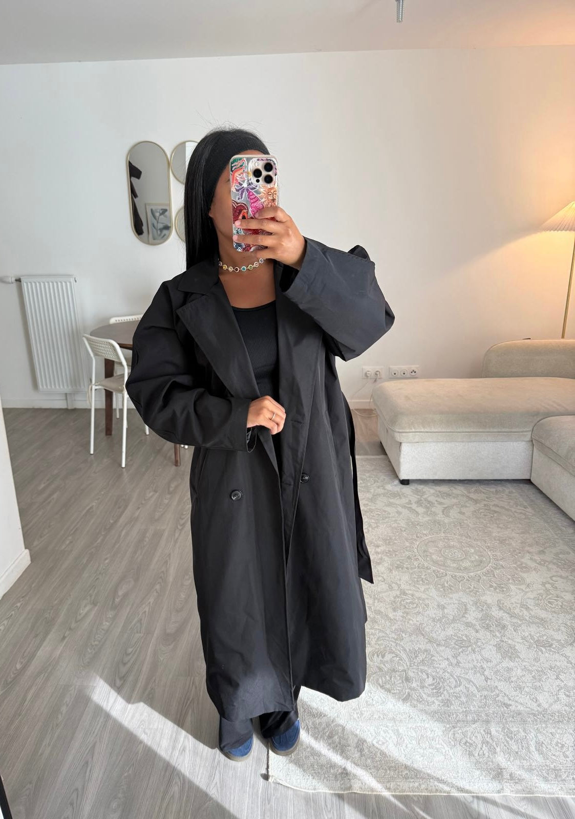 Trench manches ballon noir