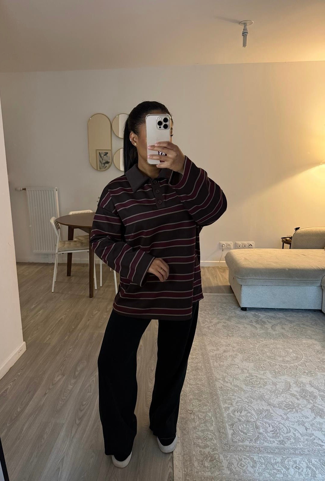 Polo rayé bordeaux