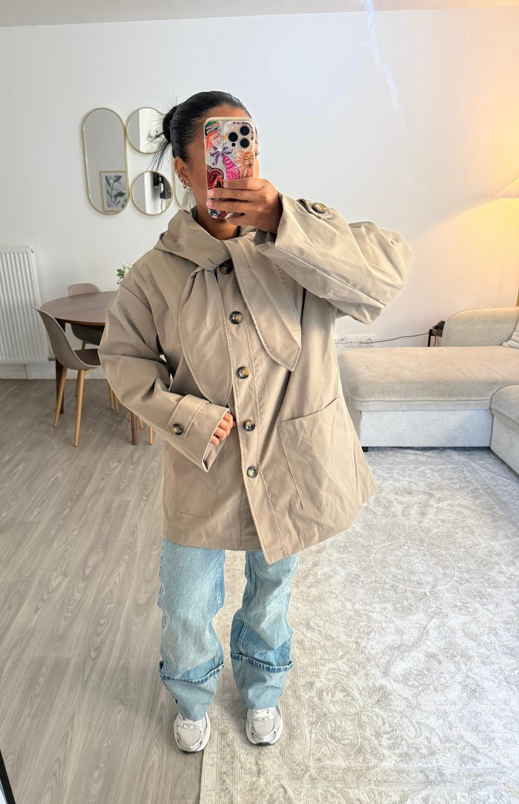 Trench capuche taupe