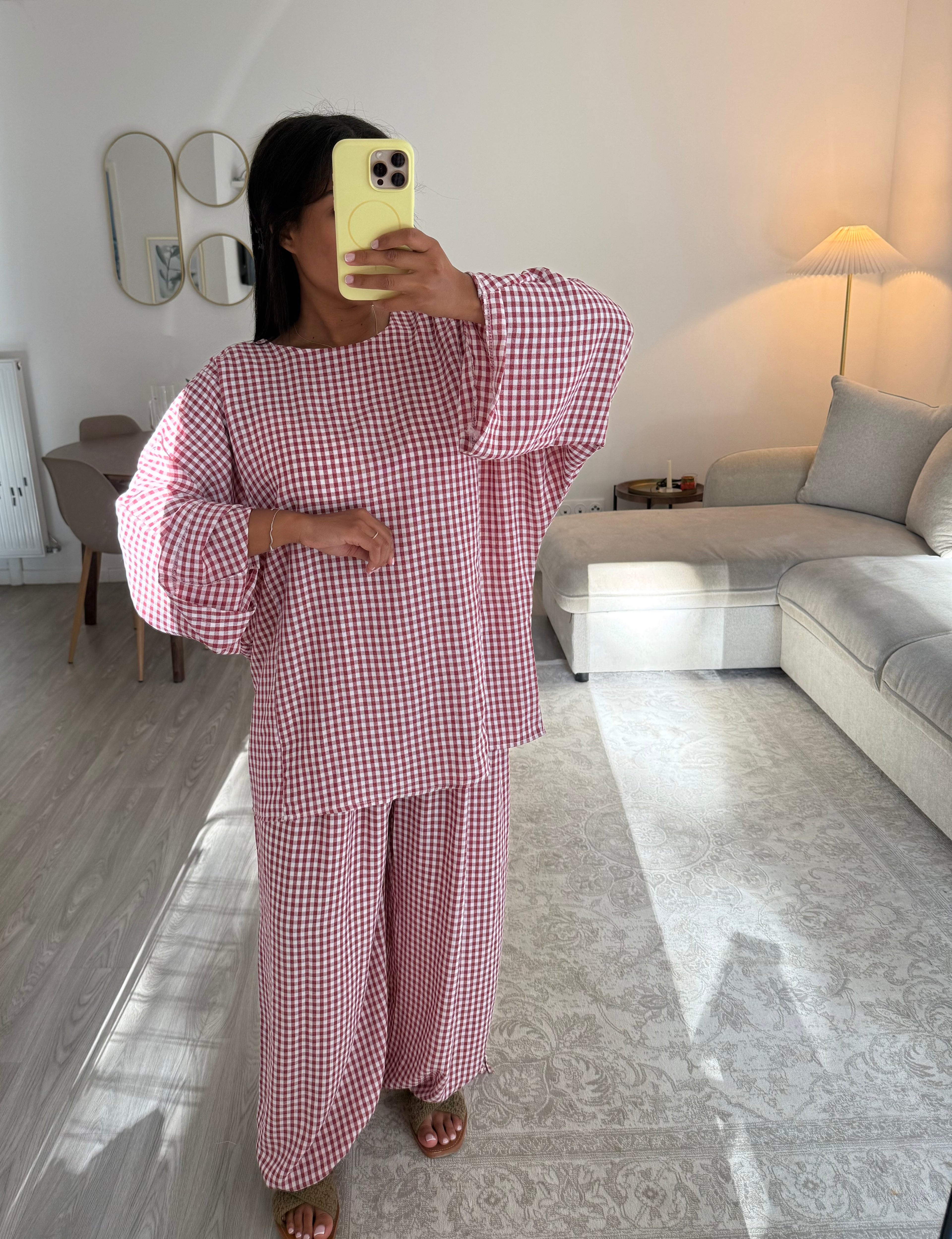 Ensemble Vichy bordeaux