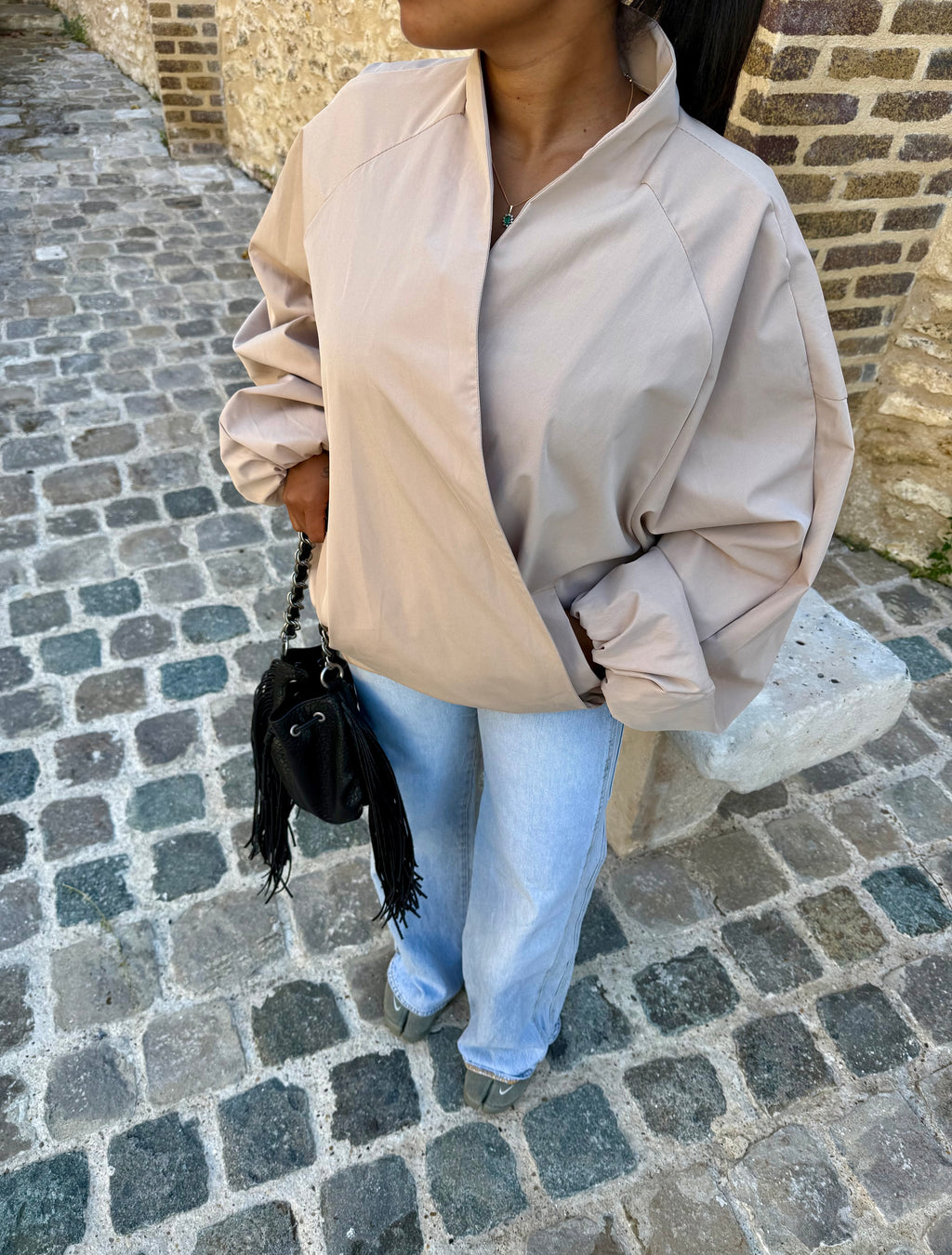 Bomber croisé beige