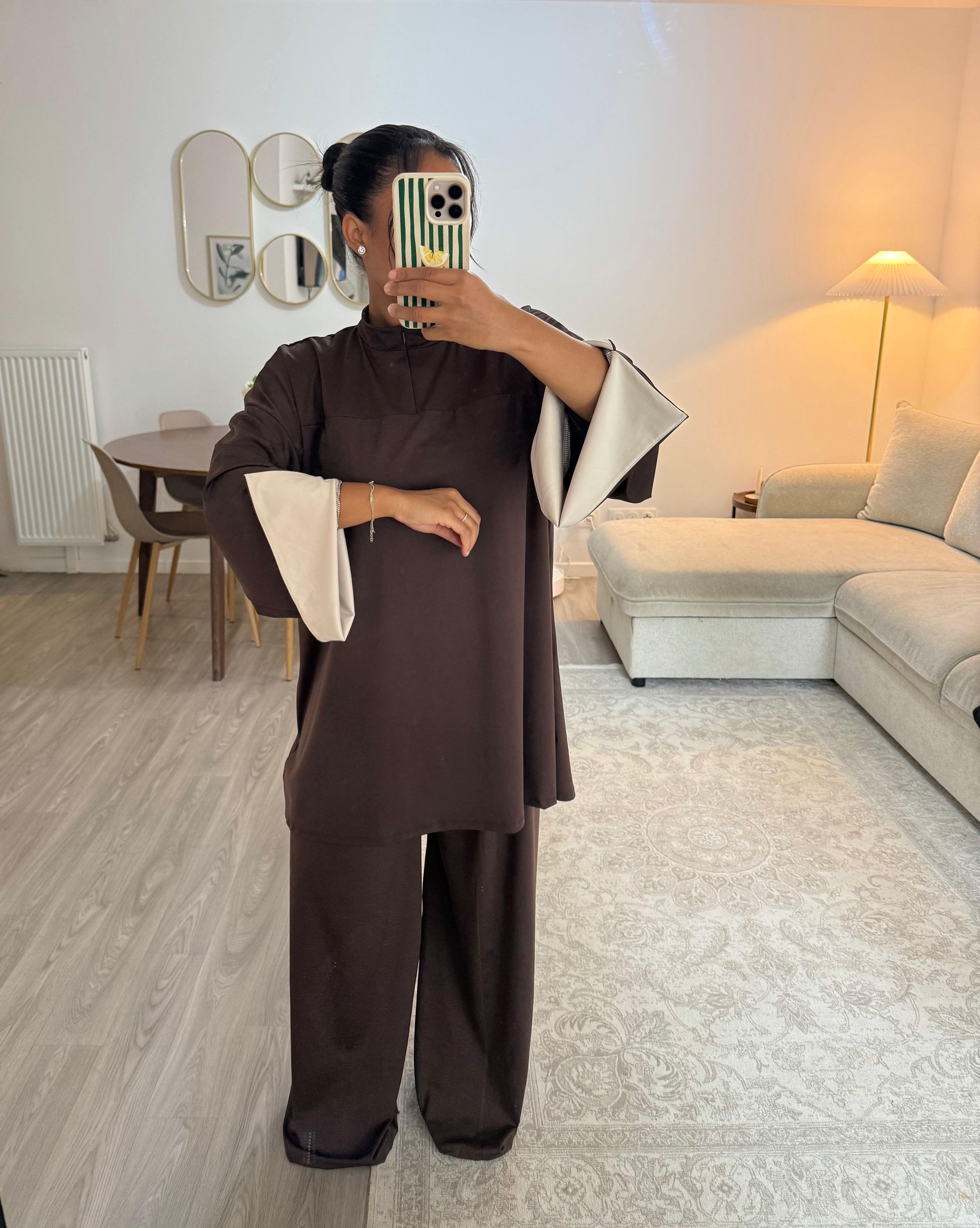 Burkini manches choco & crème