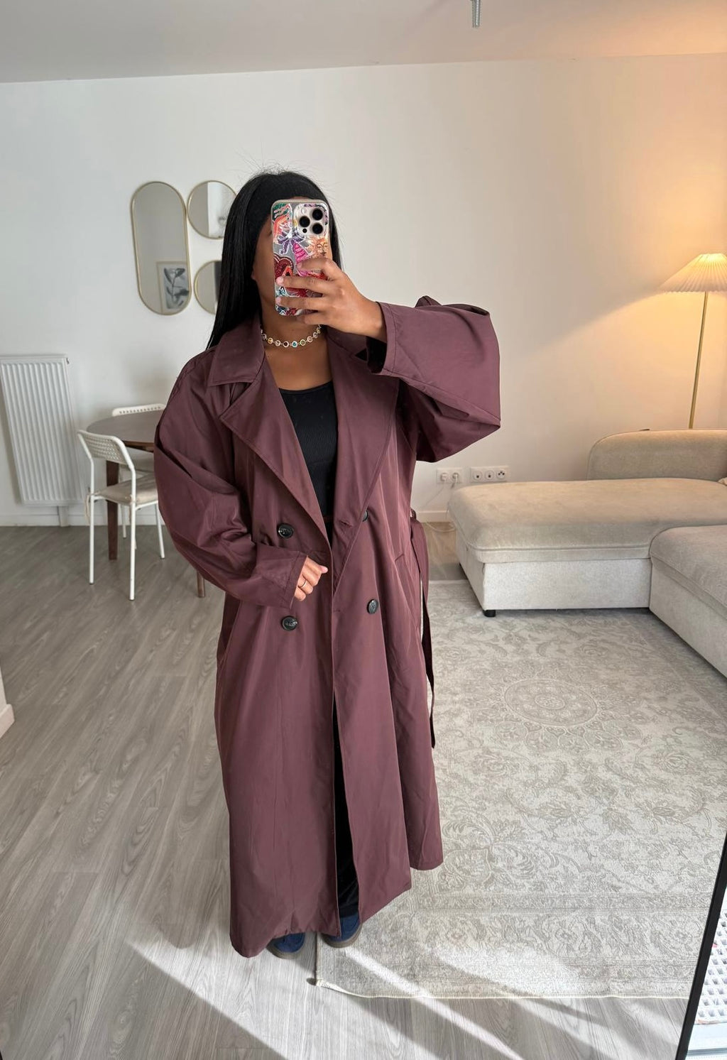 Trench manches ballon prune