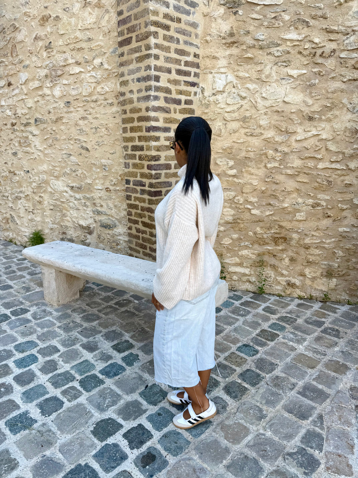 Gilet zippé crème