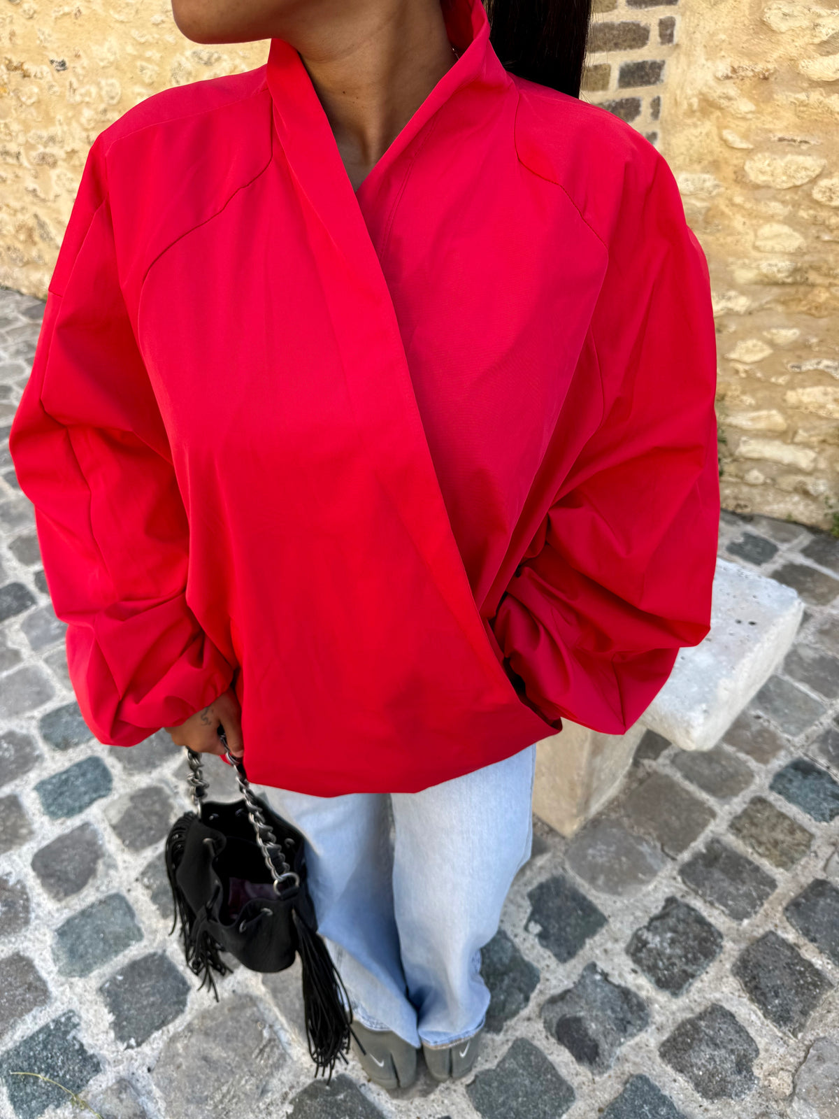 Bomber croisé rouge