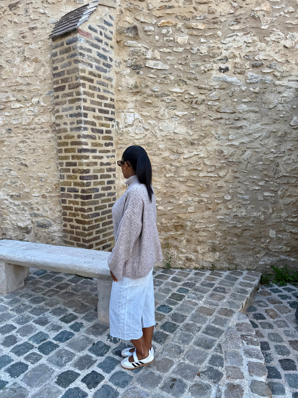 Gilet zippé beige