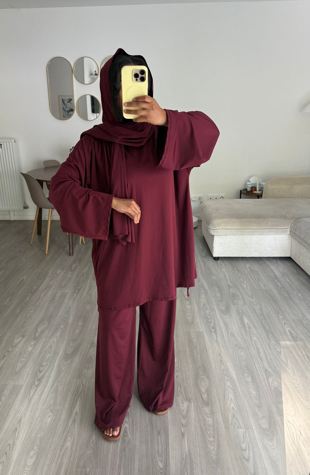 Burkini 3 pièces bordeaux