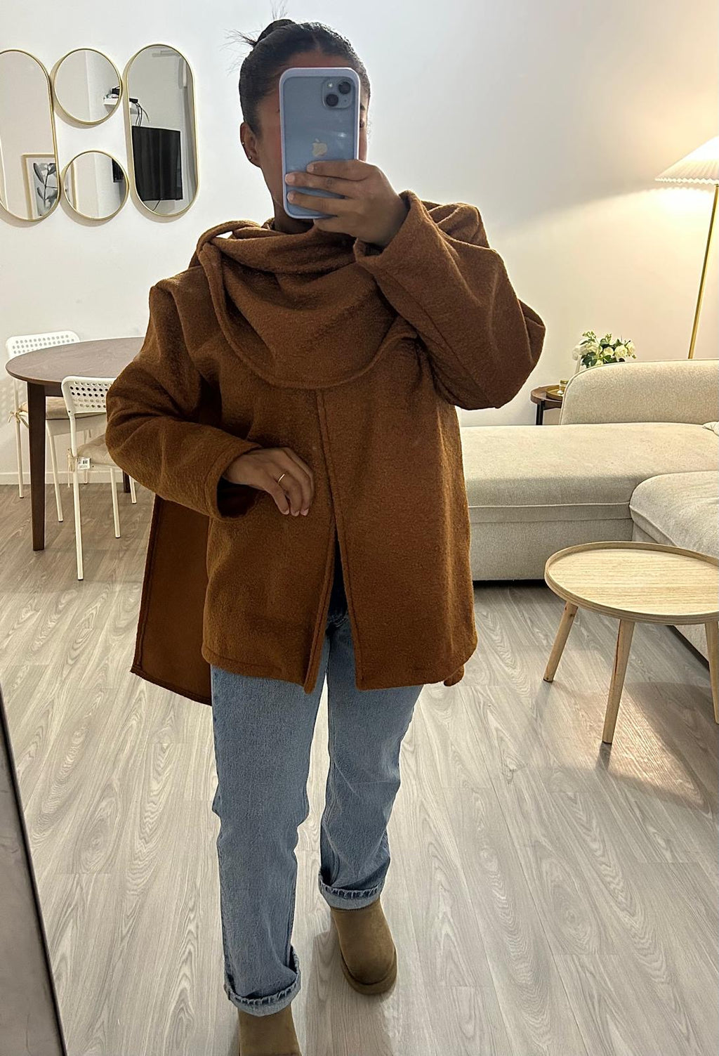 Manteau écharpe Camel