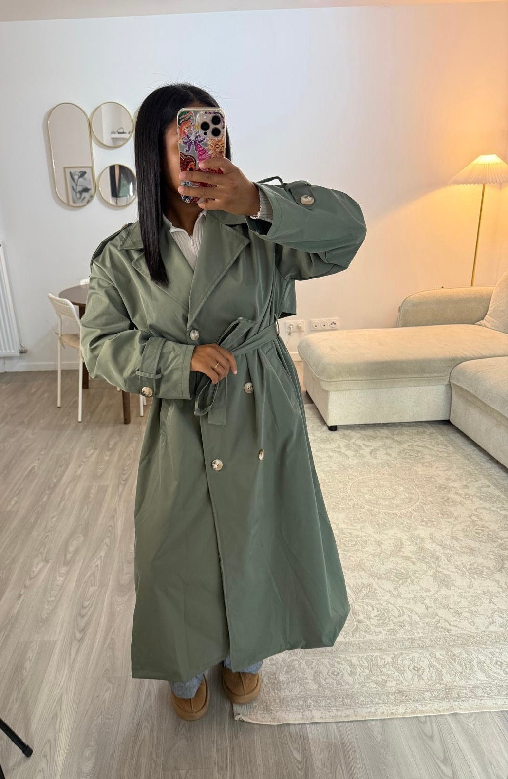 Trench long kaki