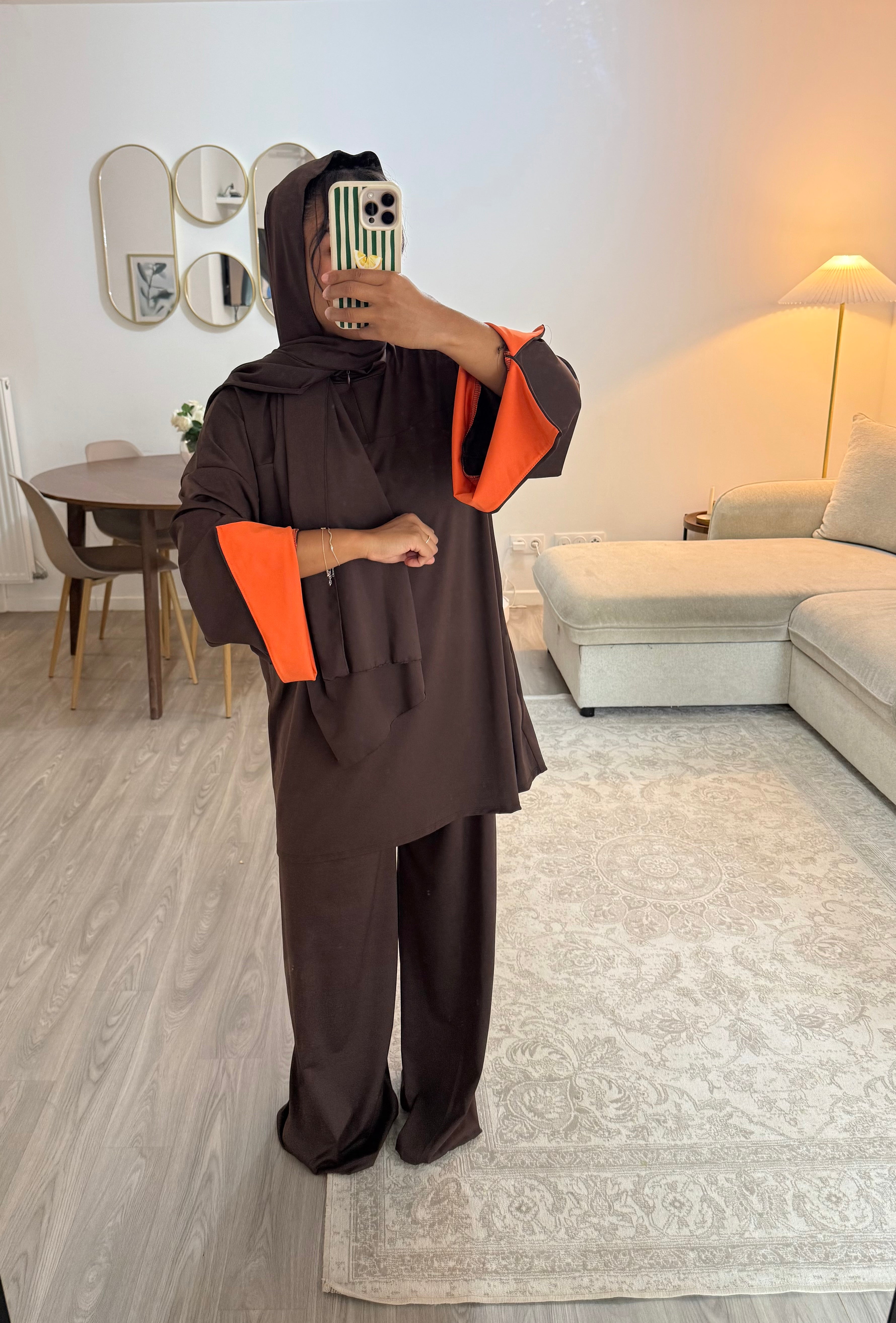 Burkini manches Choco & orange