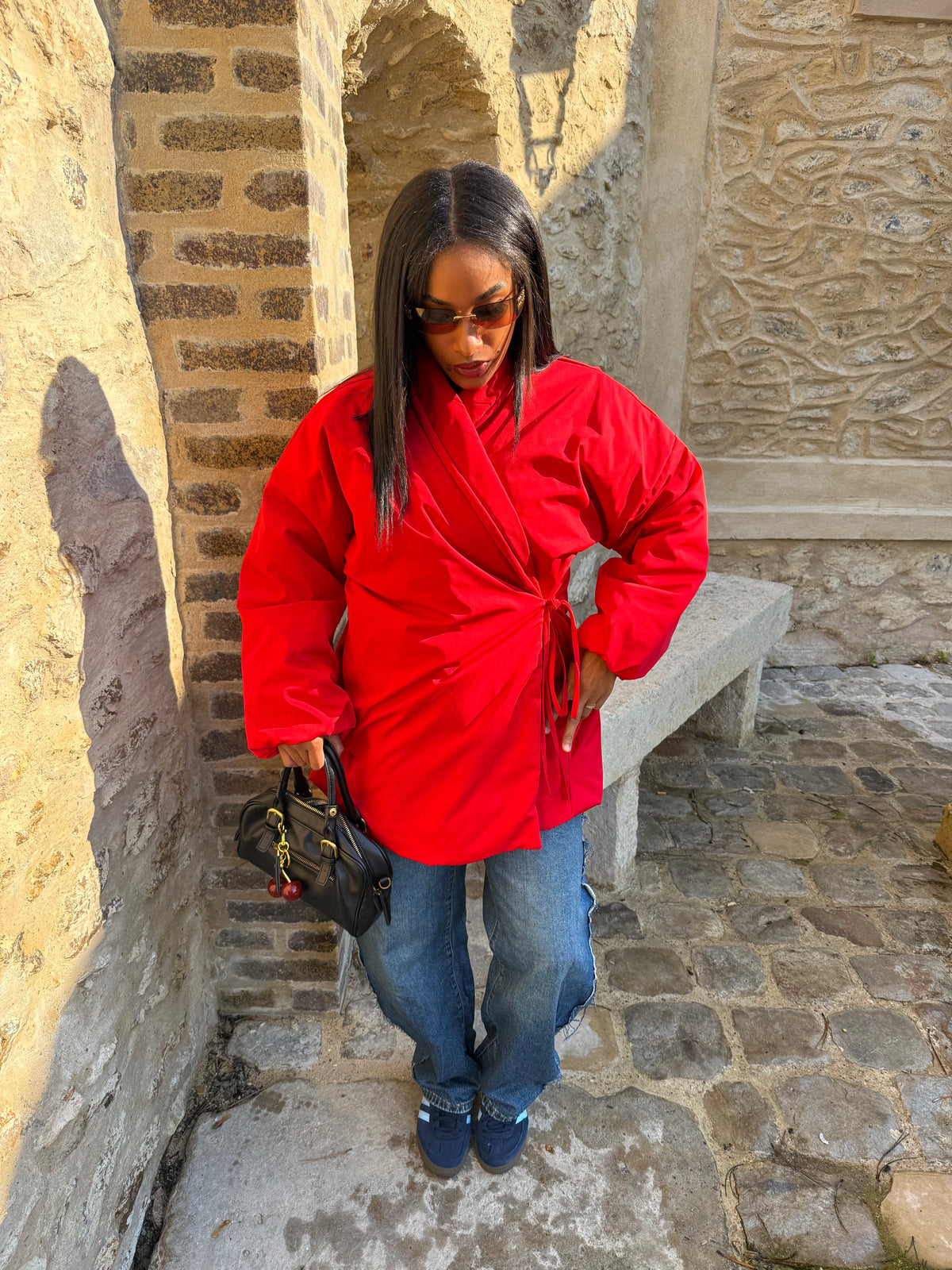 Doudoune croisé rouge