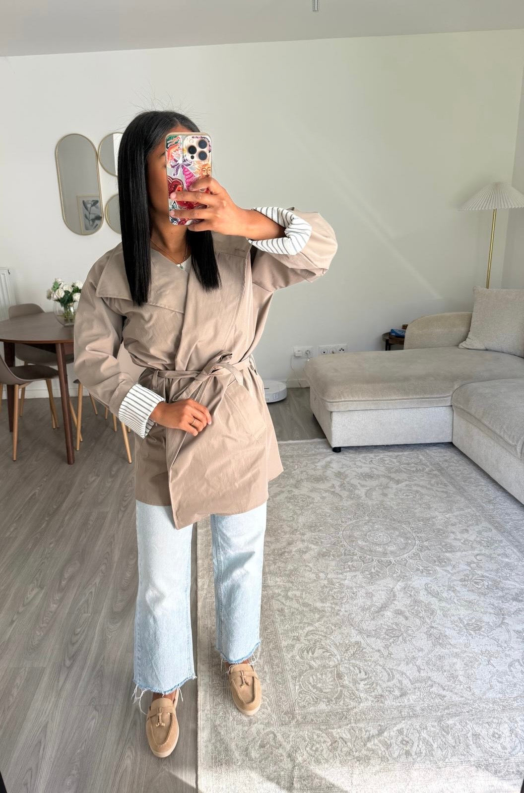 Trench manches taupe