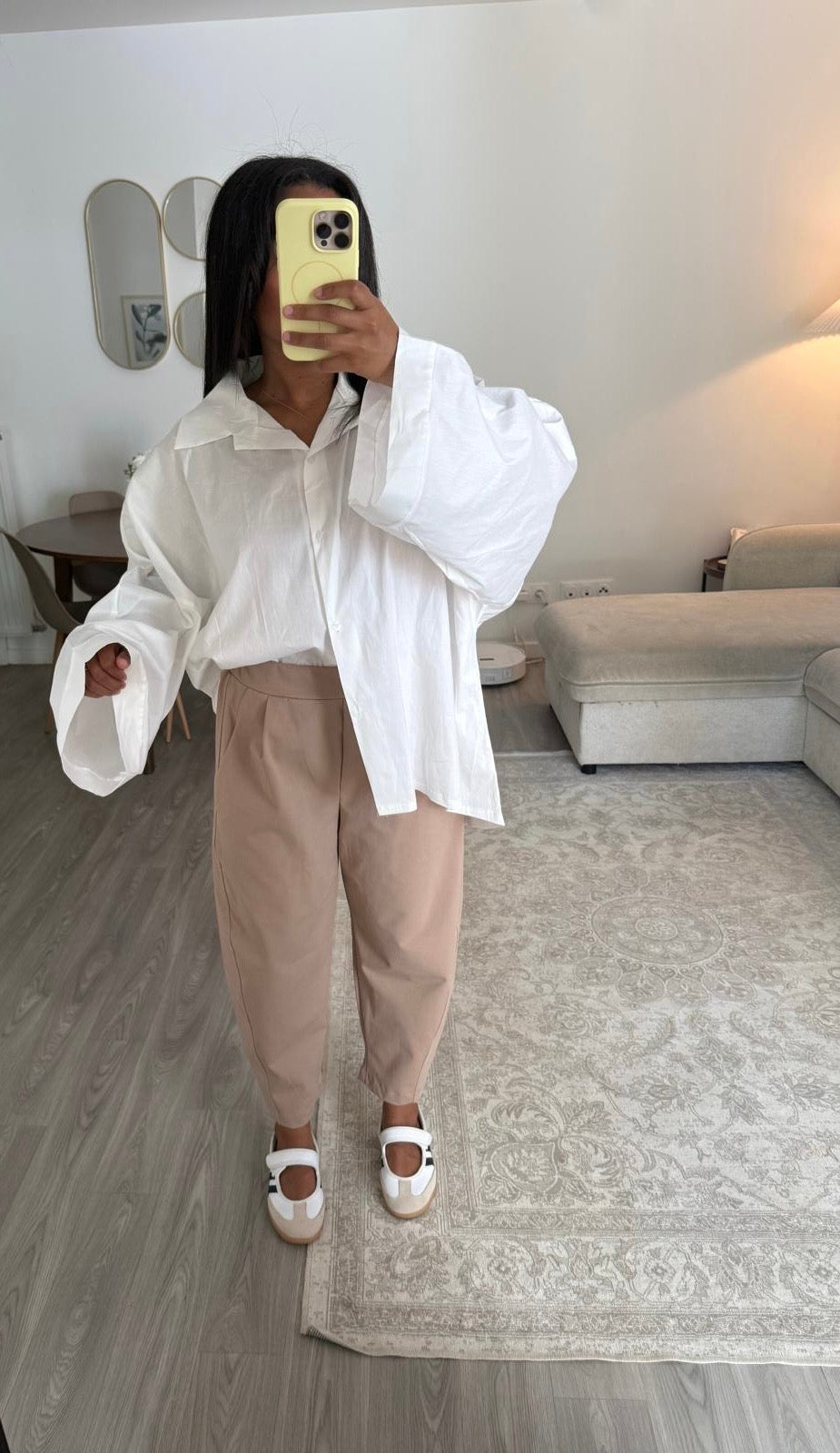 Pantalon barrel taupe