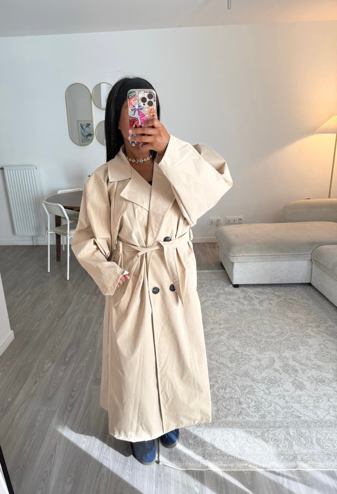 Trench manches ballon beige