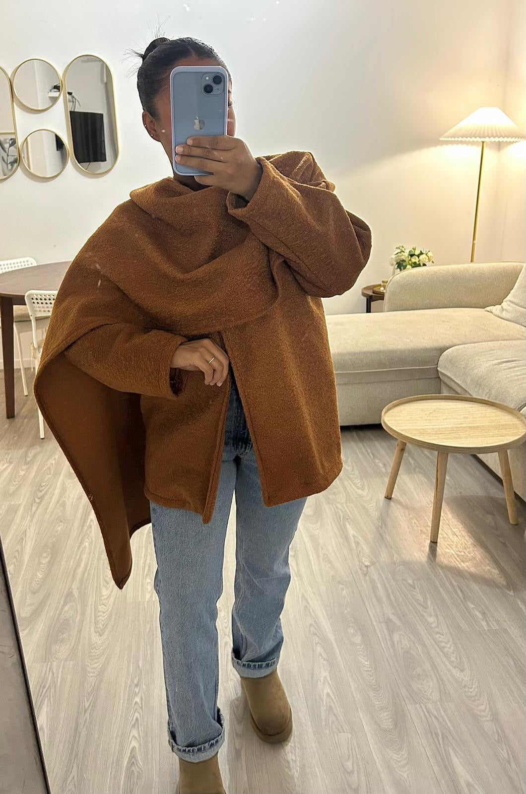 Manteau écharpe Camel