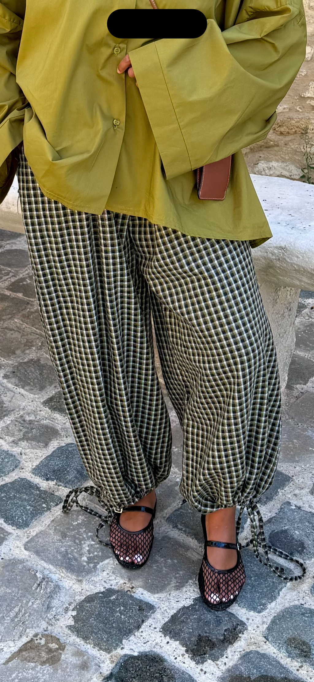 Pantalon carreaux olives