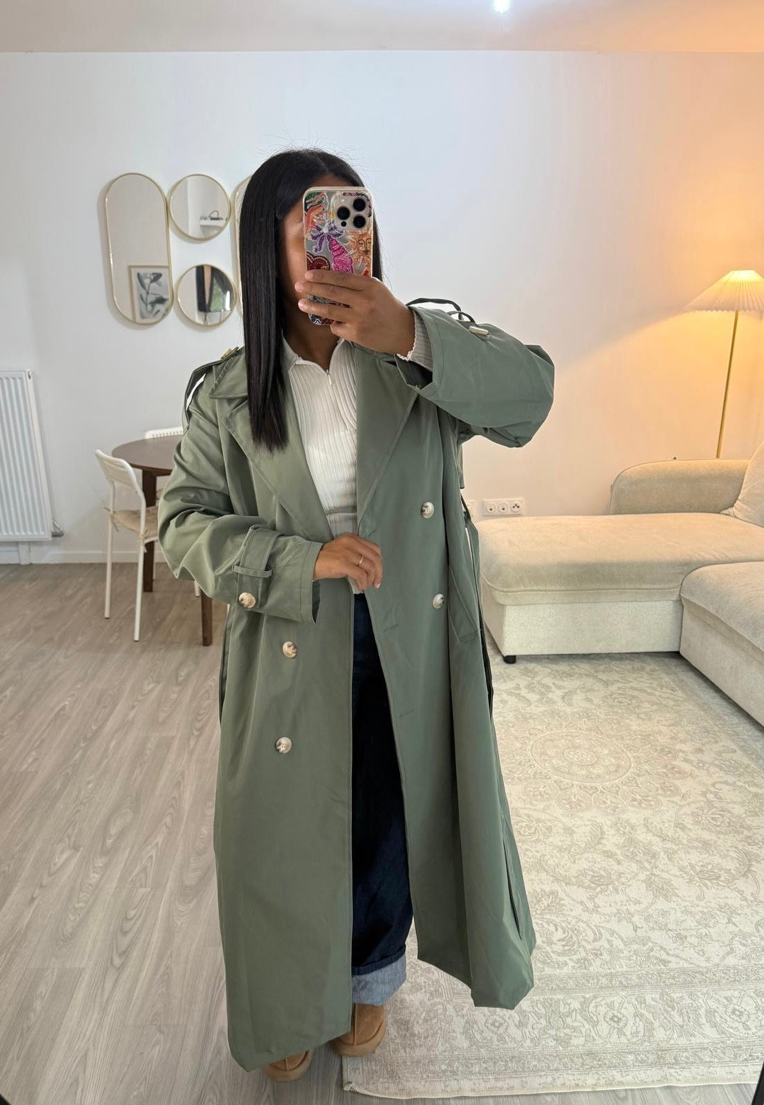 Trench long kaki