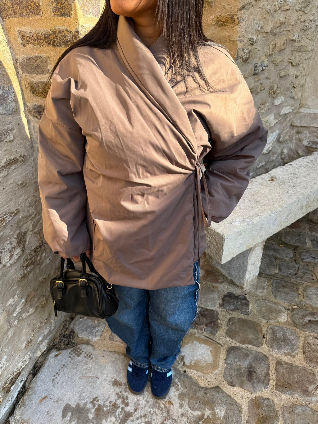 Doudoune croisé taupe
