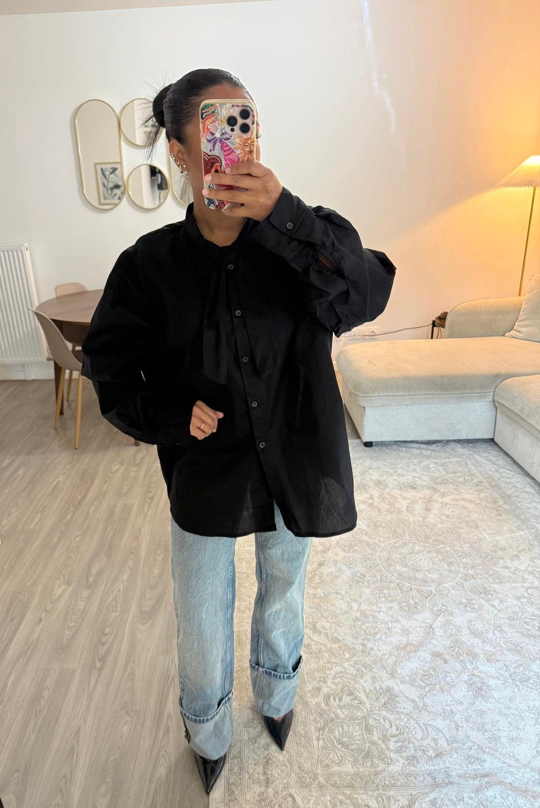 Chemise cravate noir