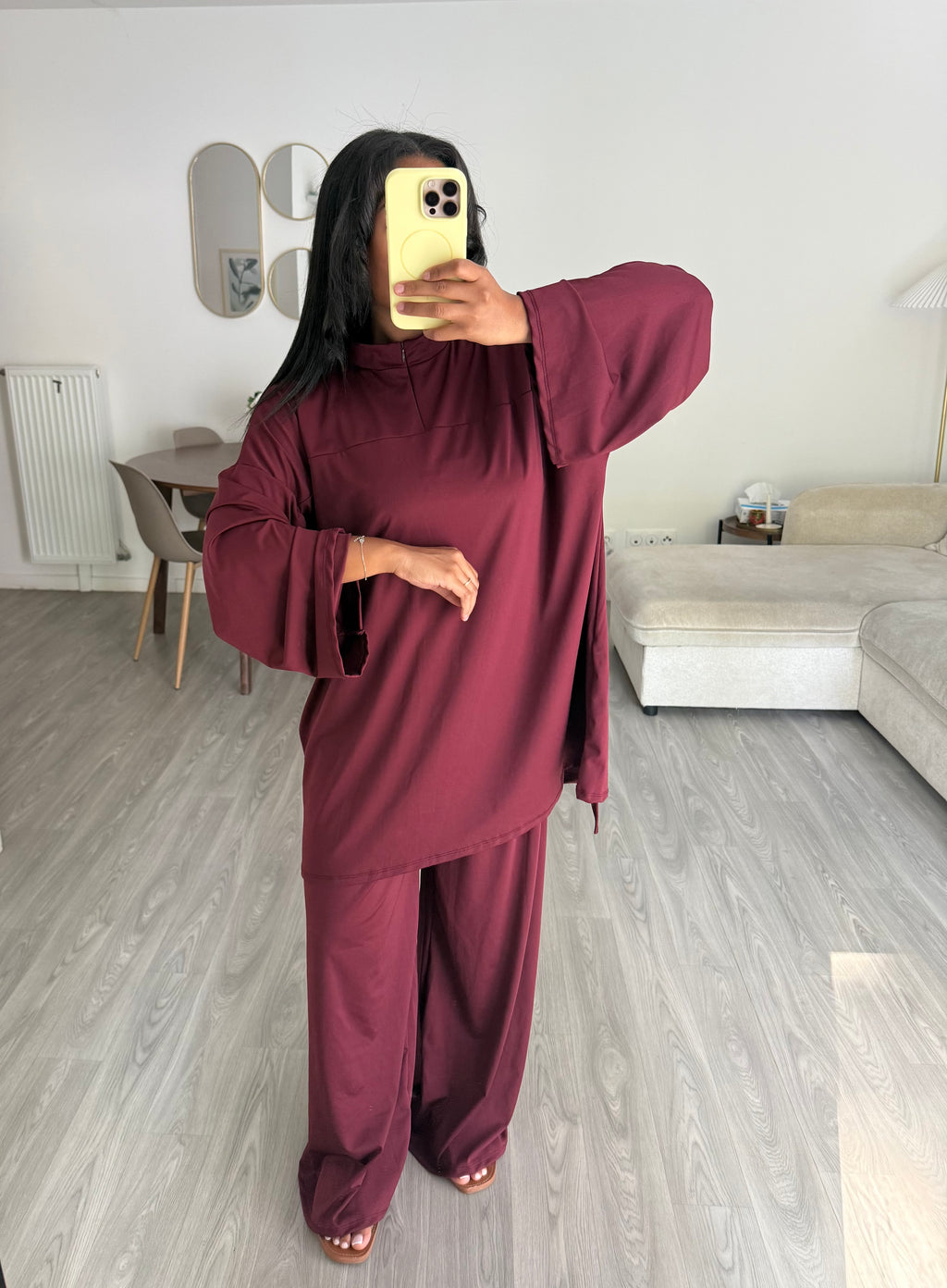 Burkini 3 pièces bordeaux