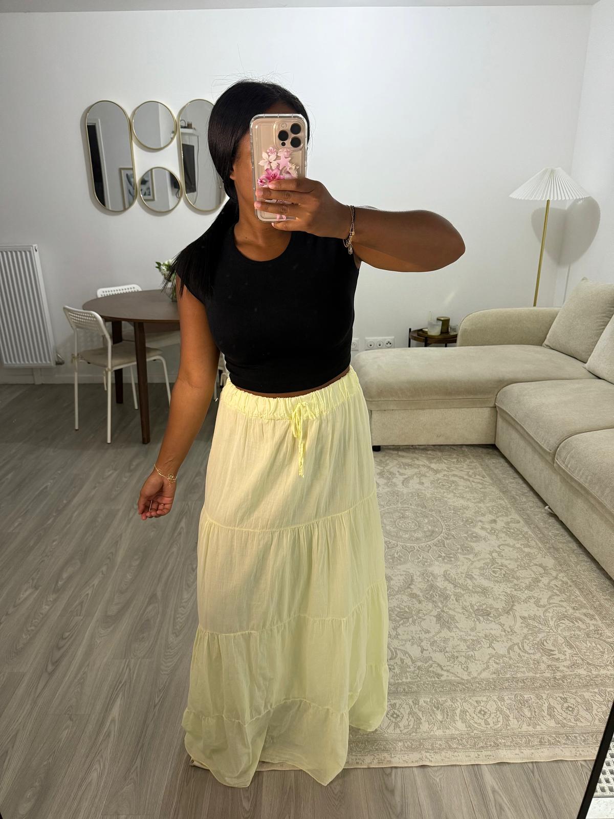 Jupe longue jaune beurre