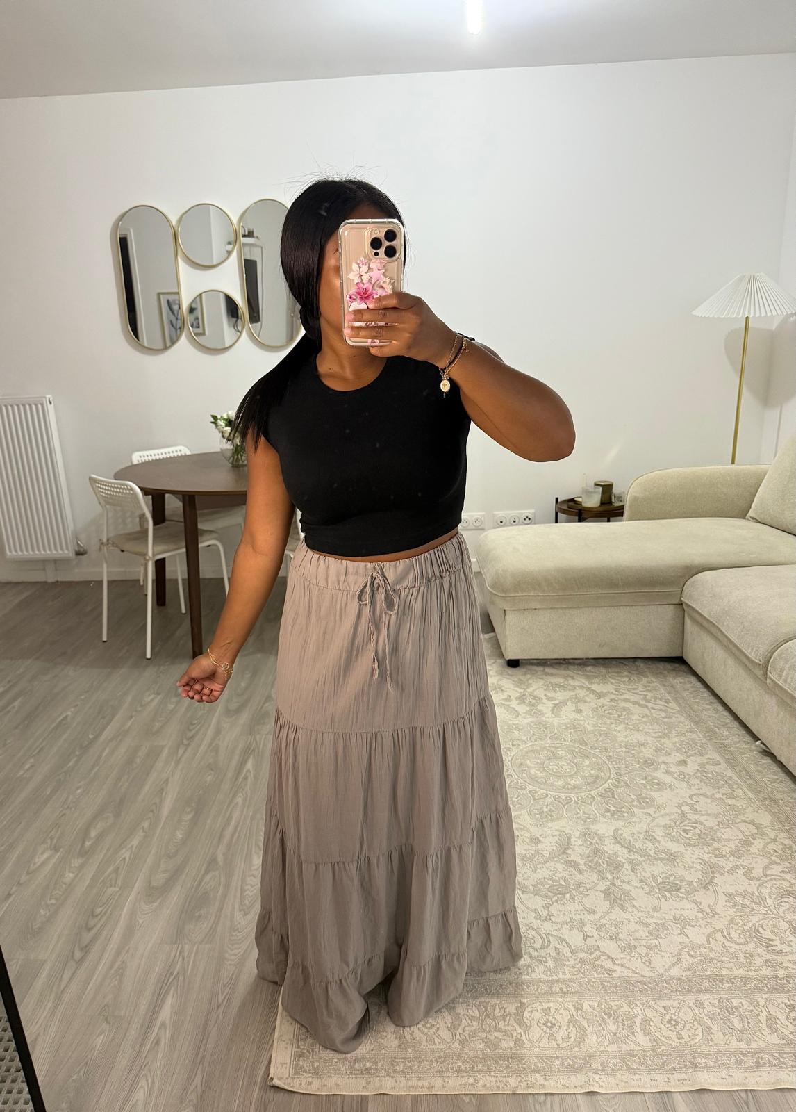 Jupe longue en taupe
